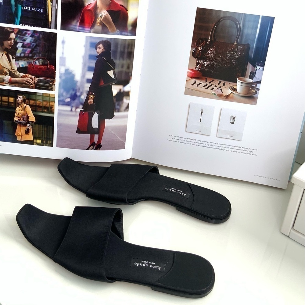 Kate Spade Black Satin & Leather Sandals - Picture 3 of 5